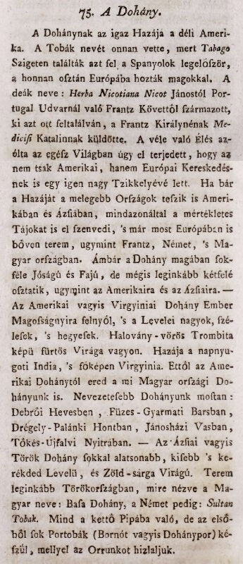 1798. A dohány és dohányzás