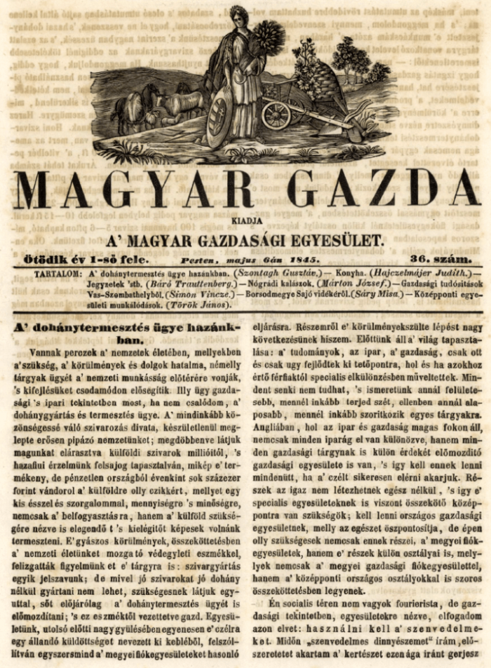 1845.05.06. A dohánytermesztés