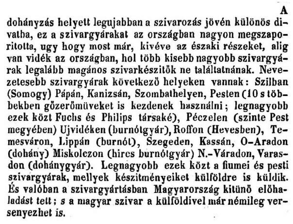 1847. Dohánygyárak az országban