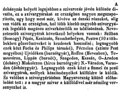 1847. Dohánygyárak az országban