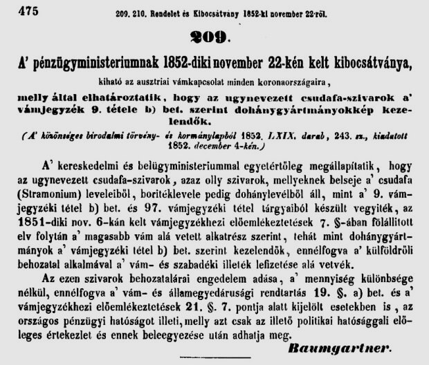 1852. Csudafa-szivarok 1852. Csudafa-szivarok