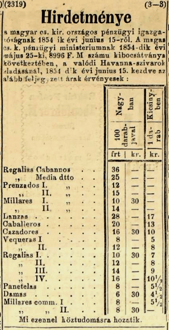 1854.06.20. Havana-szivarok