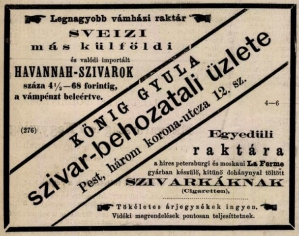 1866.10.14. Import dohánygyártmányok 1866.10.14. Import dohánygyártmányok