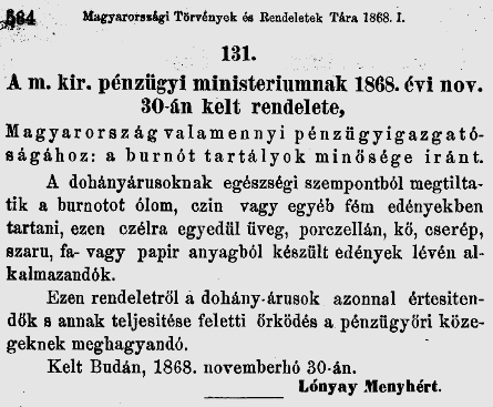 1868.11.30. Burnót-tartályok