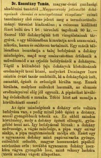 1877. Tanulmány a dohányról