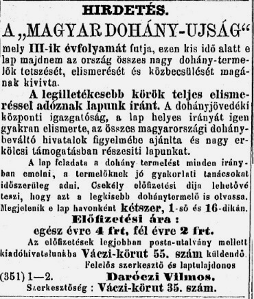 1886.08.08. Magyar Dohányújság