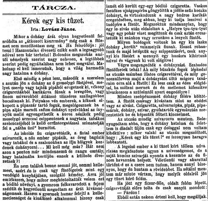 1889.11.24. Kérek egy kis tüzet 1889.11.24. Kérek egy kis tüzet