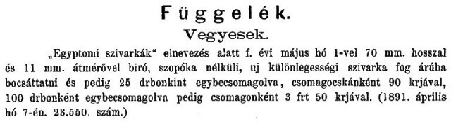 1891.04.21. Egyiptomi szivarkák