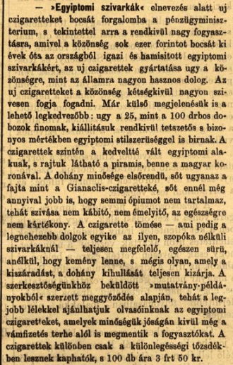 1891.05.14. Egyiptomi cigaretták