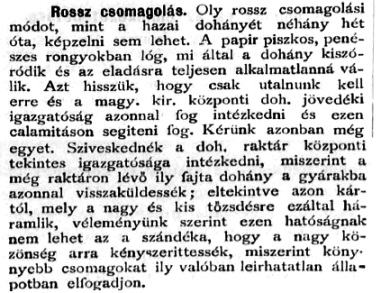 1894.08.20. Rossz csomagolások