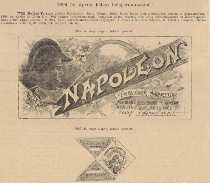 1896.04.15. Napoleon papír és hüvely