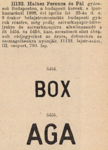 1898.04.23. Box és Aga papír és hüvely