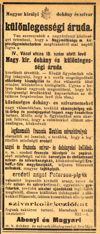 1898.11.06. Dohányáruda 