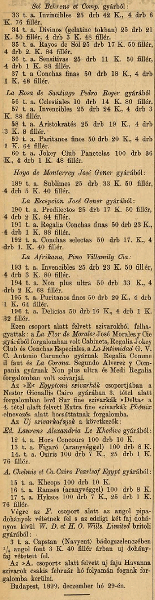 1899.12.29. Külföldi szivarok