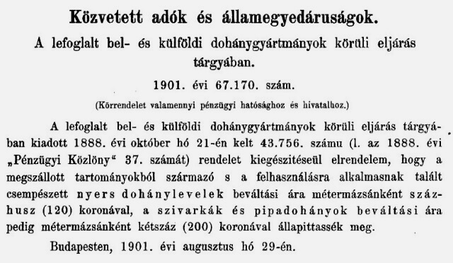 1901.09.10. Lefoglelt dohánygyártmányok