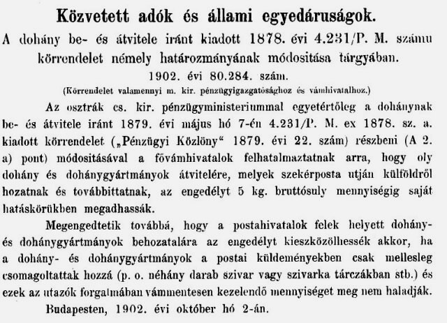 1902.10.10. Határozmány módosítása