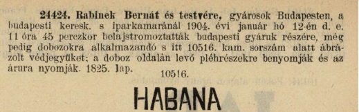 1904.01.12. Habana papír és hüvely