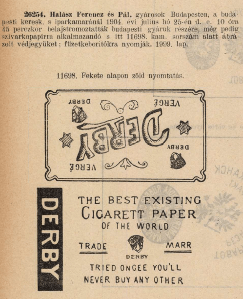 1904.07.25. Derby cigarettapapír