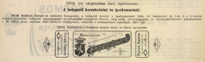 1904.09.01. Ambré papír és hüvely