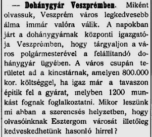 1905.01.19. Veszprémi dohánygyár