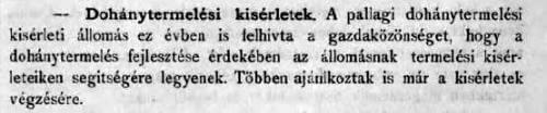 1905.04.07. Termelési kisérletek