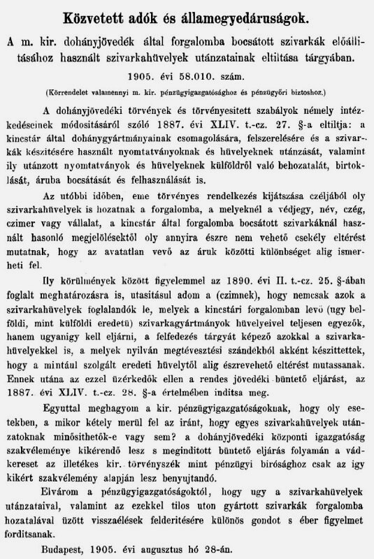 1905.09.01. Hamis cigarettahüvelyek