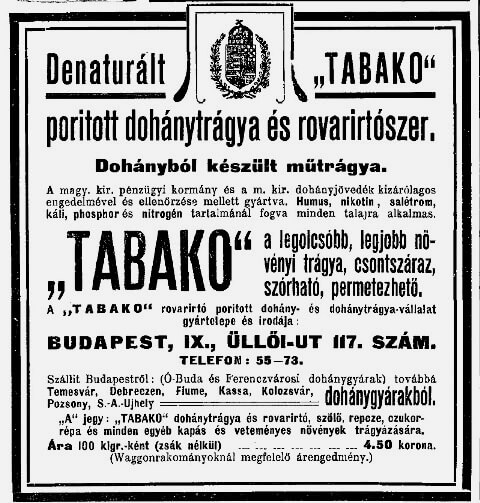 1905.09.30. Tabako dohánytrágya