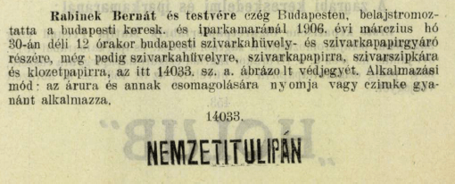 1906.03.30. Nemzeti Tulipán 2.