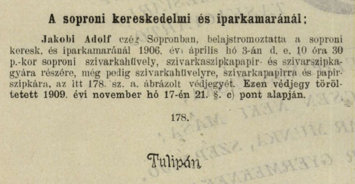 1906.04.03. Tulipán papír és hüvely