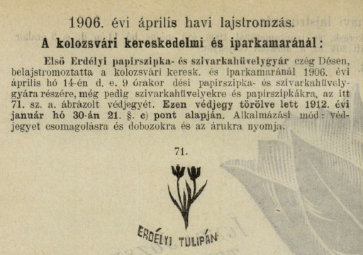 1906.04.14. Erdélyi Tulipán hüvely és szipka