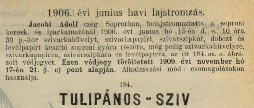 1906.06.15. Tulipános Szív papír és hüvely