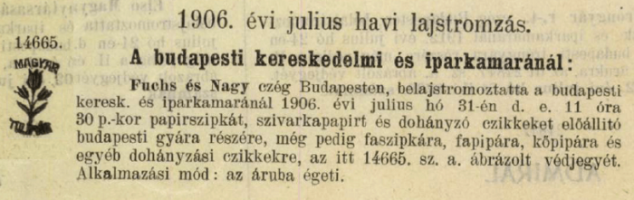 1906.07.31. Magyar Tulipán pipa és szipka