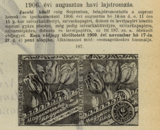 1906.08.16. Tulipános Szív papír