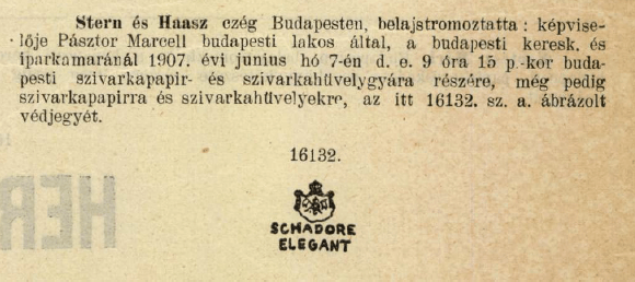 1907.06.07. Schadore Elegant papír és hüvely