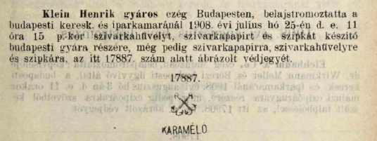 1908.07.25. Karamelo papír és hüvely