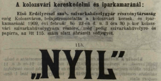 1909.02.22. Nyil papír és hüvely