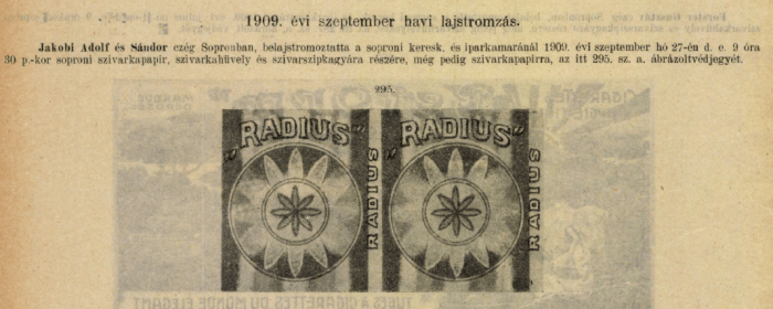1909.09.27. Radius cigarettapapír