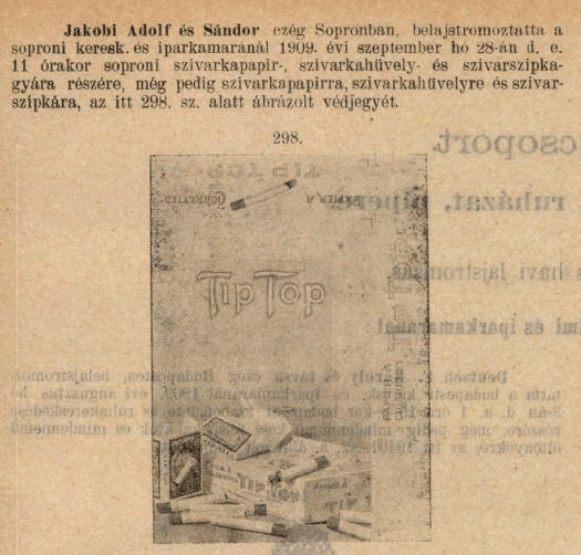 1909.09.28. TipTop papír és hüvely