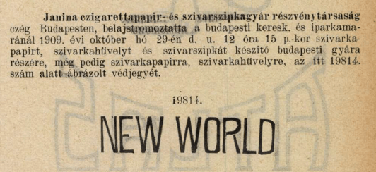 1909.10.29. New World papír és hüvely