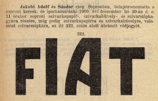 1909.12.30. Fiat papír és hüvely