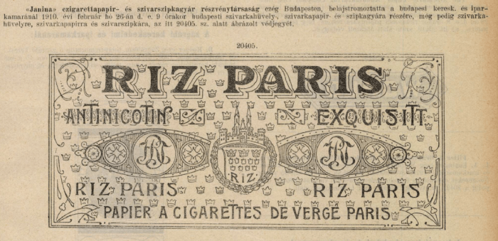 1910.02.26. Riz Paris papír és hüvely