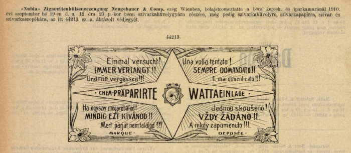 1910.09.19. Nubia papír és hüvely