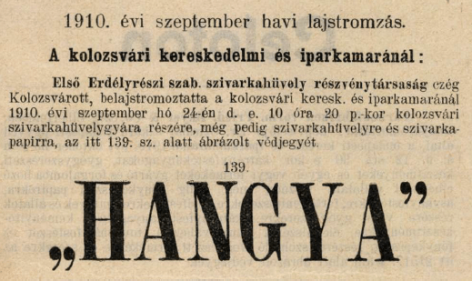 1910.09.24. Hangya papír és hüvely