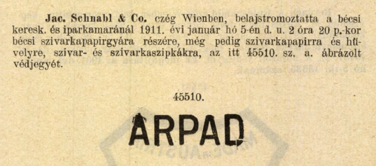 1911.01.05. Árpád papír és hüvely