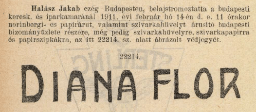1911.02.14. Diana Flor papír és hüvely