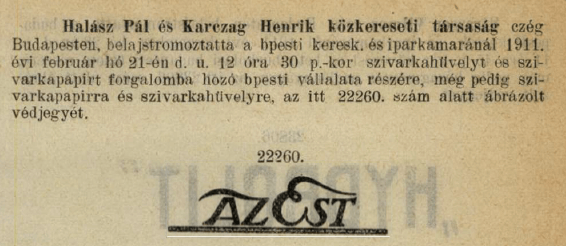 1911.02.21. Az Est papír és hüvely