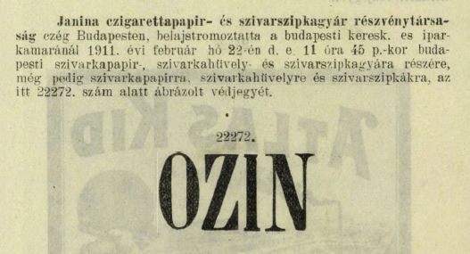 1911.02.22. Ozin papír és hüvely