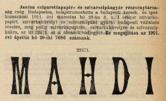 1911.03.28. Mahdi papír és hüvely