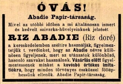 1911.04.23. Riz Abadie cigarettahüvely