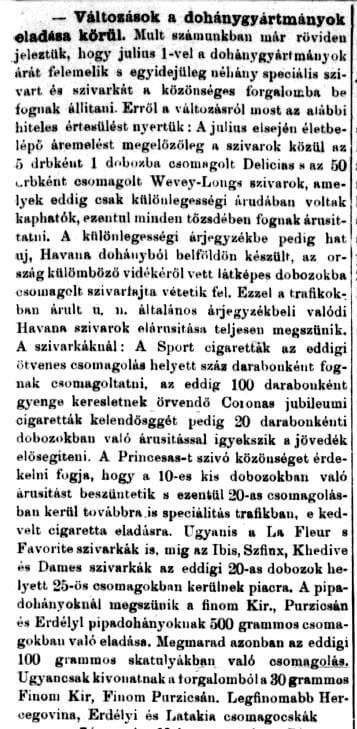 1911.05.07. Változások az eladás körül